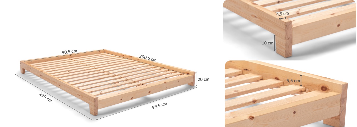 Rozměry Postel Futon Aischa 90cm