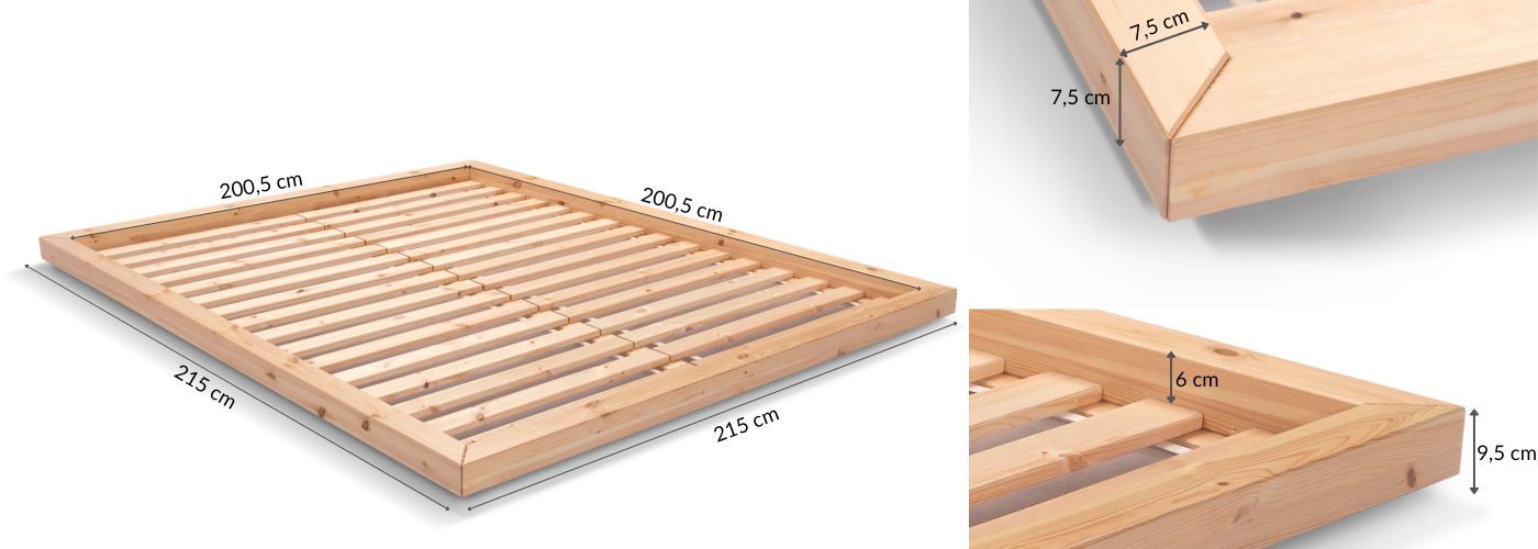 Rozměry Postel Futon Zen 200cm