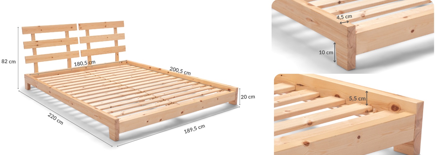 Rozměry Postel Futon Aischa 180cm