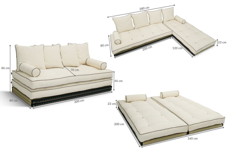 Pohovka Tatami Medium Coco Kedro 80x200 - Pascall Futon Ecru