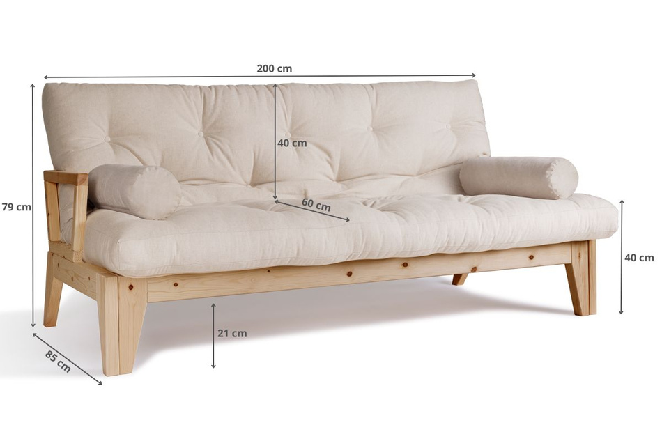 Rozkládací pohovka 200 cm - Sakura - Pascall Futon Len