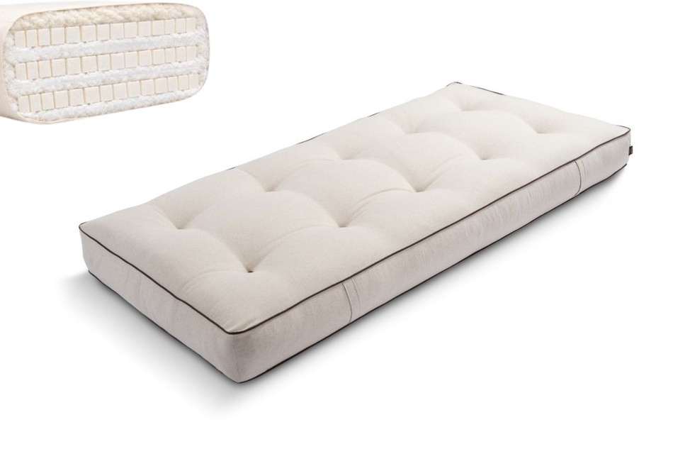 Matrace 90x200 přírodní s latexem - Futon Pascall Comfort Trio Latex Wool Kedro Povlečení