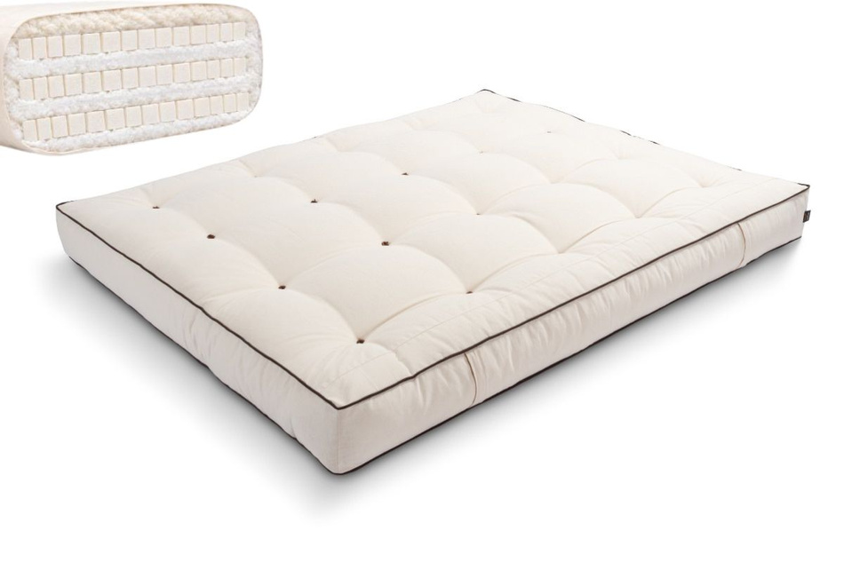 Matrace 180x200 přírodní s latexem - Futon Pascall Comfort Trio Latex Wool Kedro Ecru