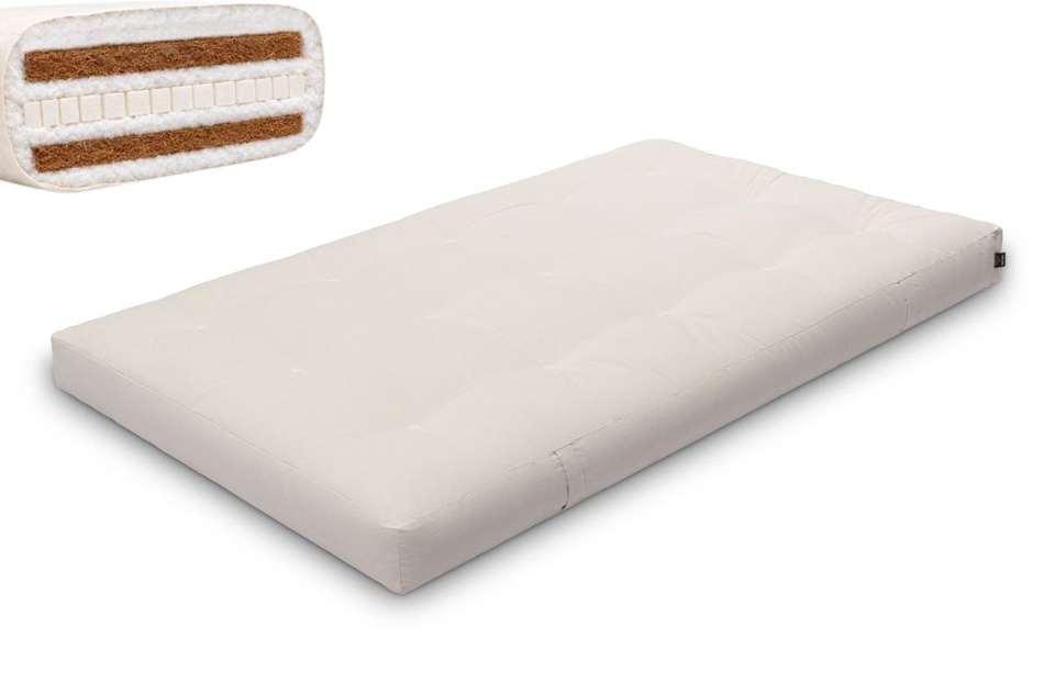 Matrace 120x200 přírodní s latexem a 2x kokosem - Futon Pascall Comfort Relax Hard Ecru