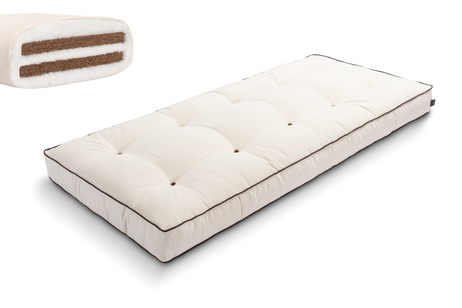 Matrace 90x200 přírodní s kokosem - Futon Pascall Medium Duo Coco Kedro Ecru