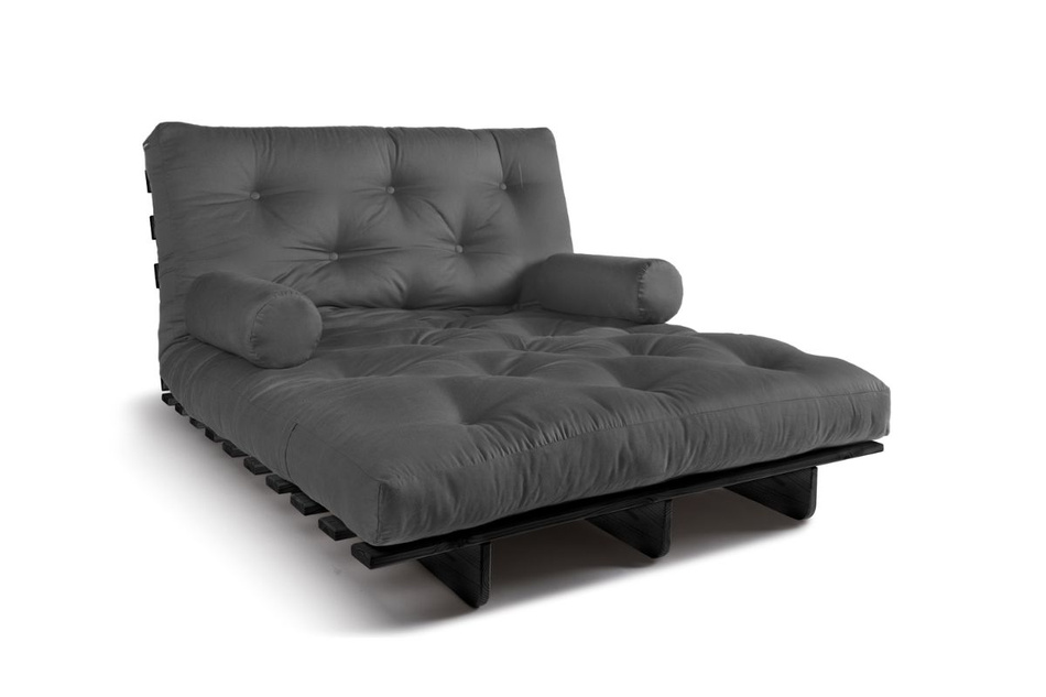 Rozkládací pohovka 120x200 - Slim Comfort Black - Pascall Futon Grey