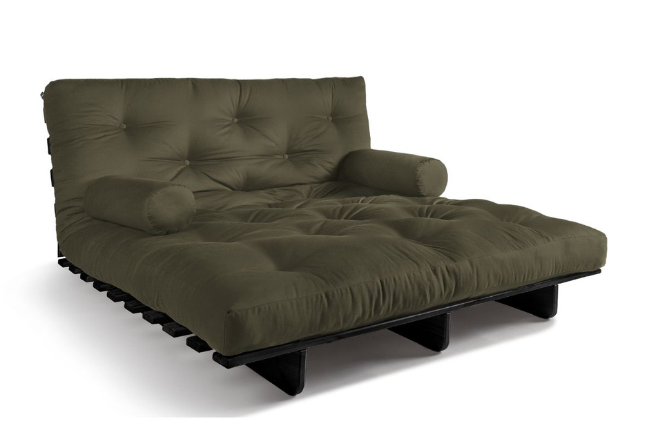Rozkládací pohovka 140x200 - Slim Basic Black - Pascall Futon Khaki