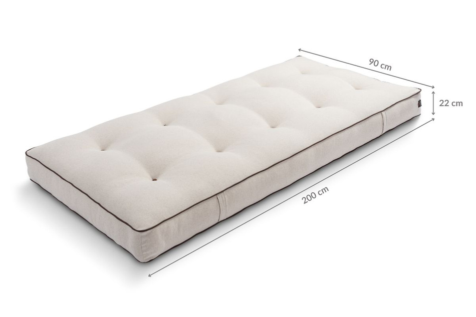 Matrace 90x200 přírodní s vlnou, kokosem a 2x latexem - Futon Pascall Comfort Wool Kedro Povlečení