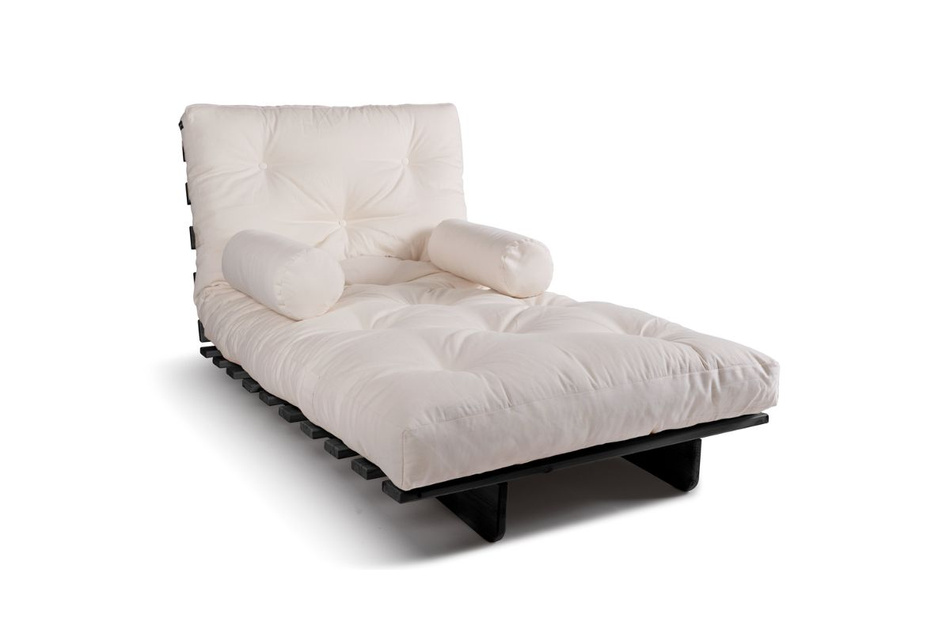 Rozkládací pohovka 90x200 - Slim Basic Black - Pascall Futon Ecru