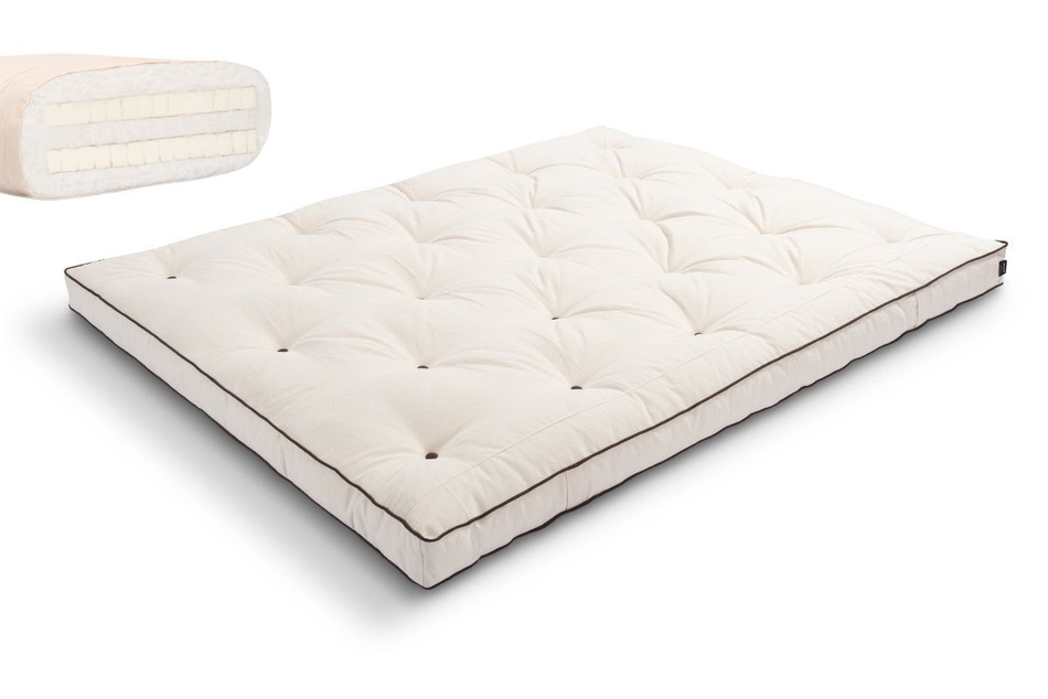 Matrace 200x200 přírodní s latexem - Futon Pascall Slim Duo Latex Kedro Ecru