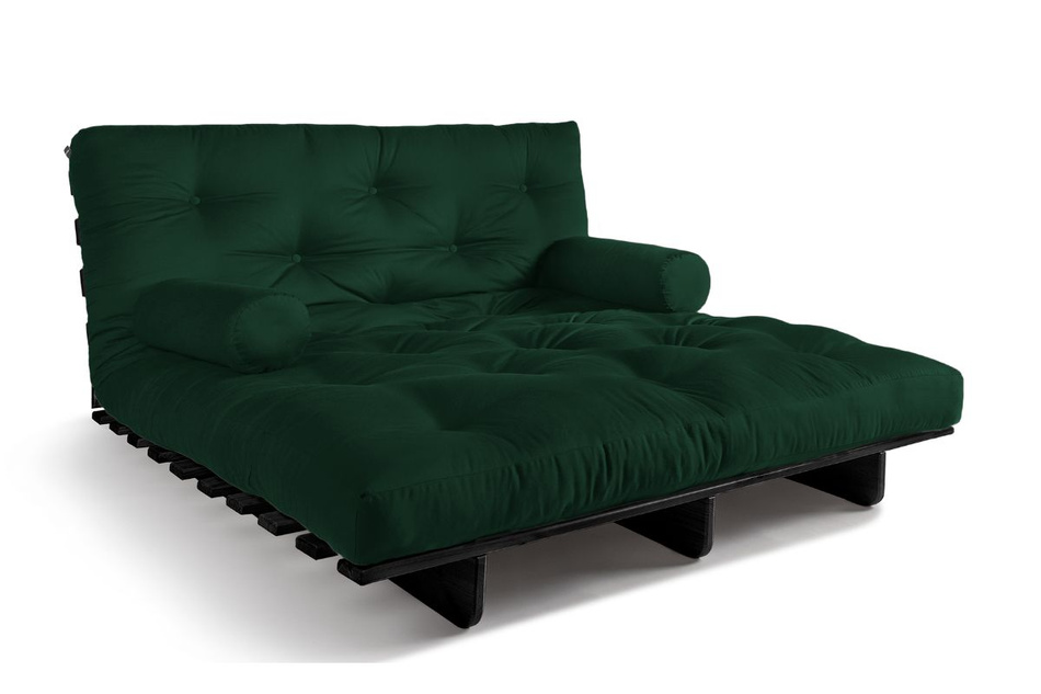 Rozkládací pohovka 140x200 - Slim Comfort Black - Pascall Futon Bottle Green