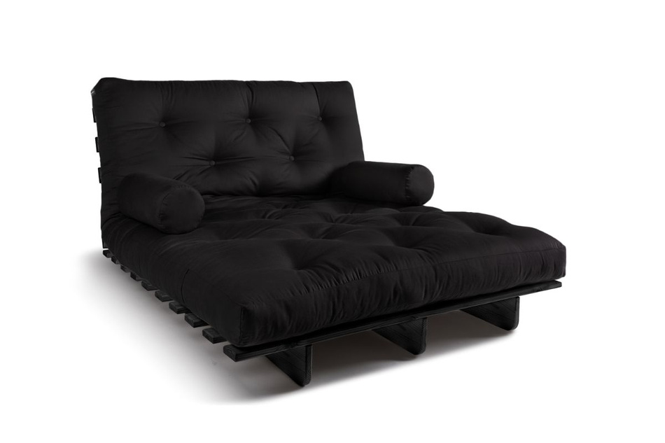 Rozkládací pohovka 120x200 - Slim Basic Black - Pascall Futon Černá barva