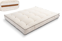 Matrace 160x200 přírodní s vlnou, kokosem a 2x latexem - Futon Pascall Comfort Wool Kedro Ecru