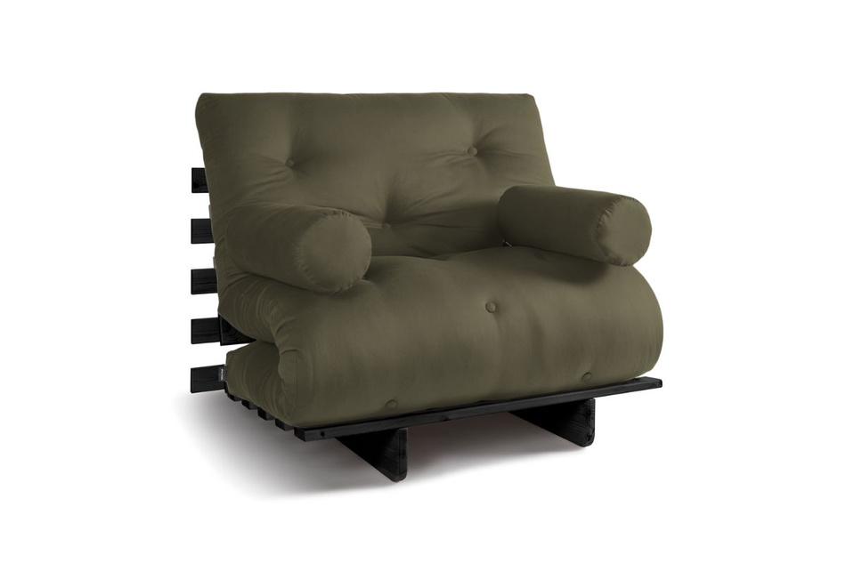 Rozkládací pohovka 90x200 - Slim Basic Black - Pascall Futon Khaki