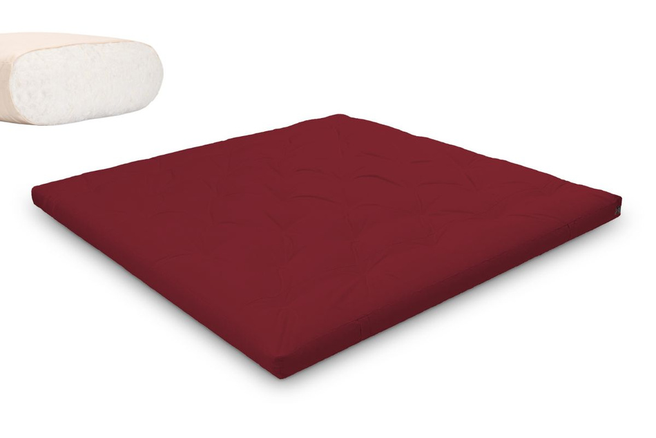 Matrace 200x200 přírodní - Futon Pascall Slim Natural Maroon