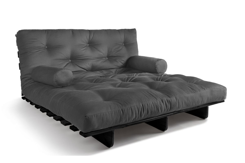 Rozkládací pohovka 140x200 - Slim Basic Black - Pascall Futon Grey