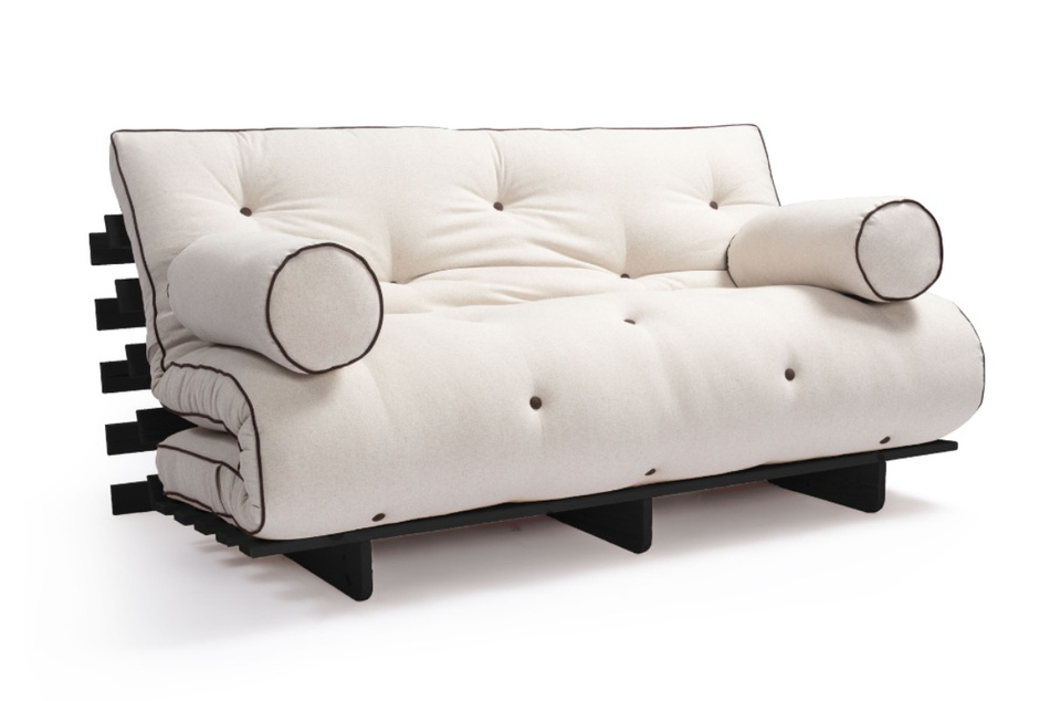Rozkládací pohovka 160x200 - Slim Basic Kedro Black - Pascall Futon Povlečení