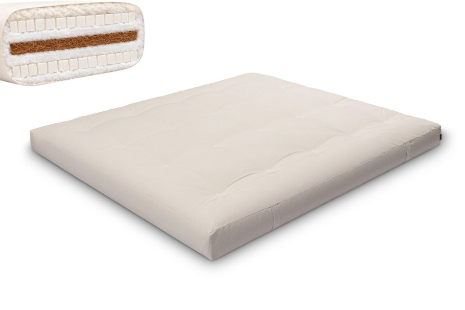 Matrace 180x200 přírodní s vlnou, kokosem a 2x latexem - Futon Pascall Comfort Wool Ecru
