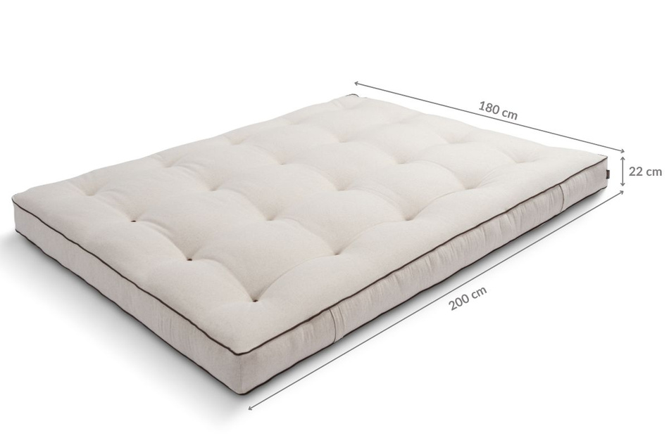 Matrace 180x200 přírodní s vlnou, latexem a 2x kokosem - Futon Pascall Comfort Wool Hard Kedro Povlečení