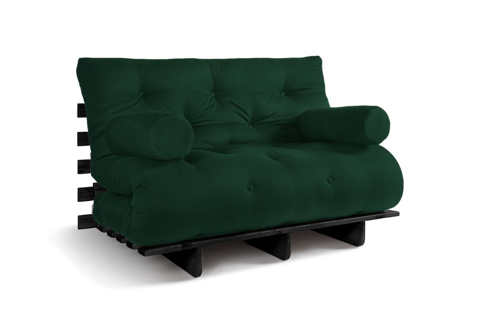 Rozkládací pohovka 120x200 - Slim Comfort Black - Pascall Futon Zelená láhev