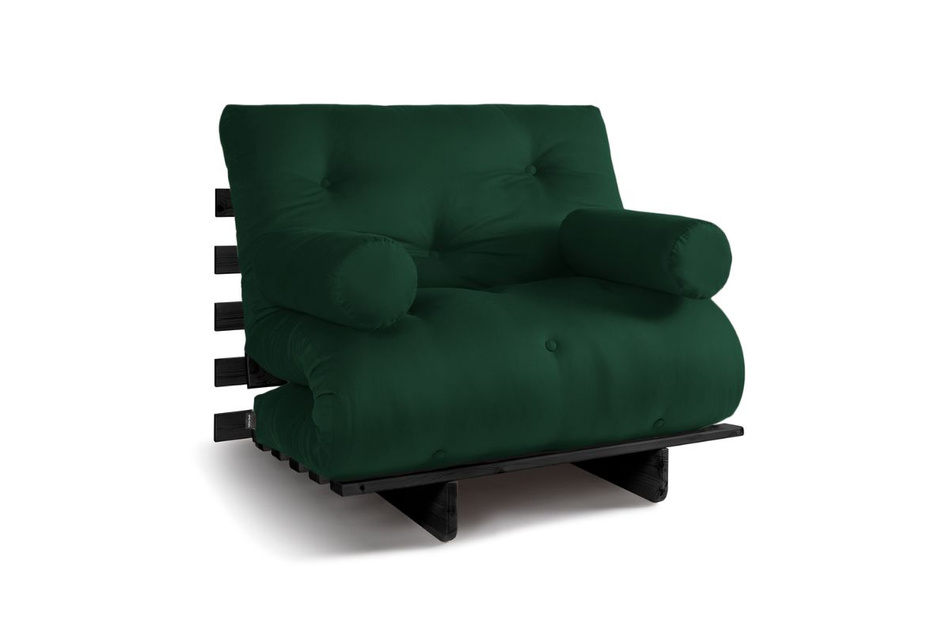 Rozkládací pohovka 90x200 - Slim Comfort Black - Pascall Futon Bottle Green
