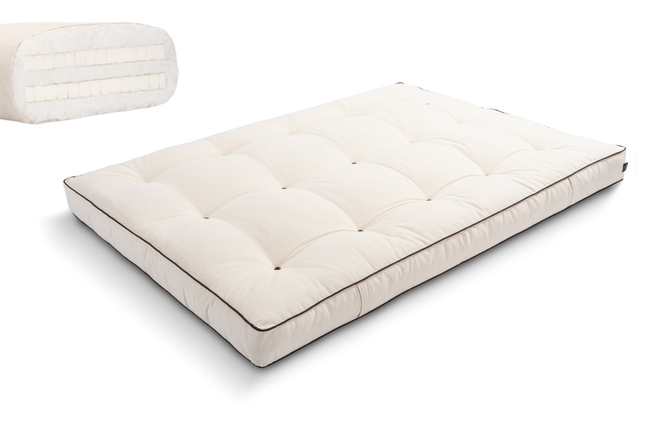 Matrace 140x200 přírodní s latexem - Futon Pascall Medium Duo Latex Kedro Ecru