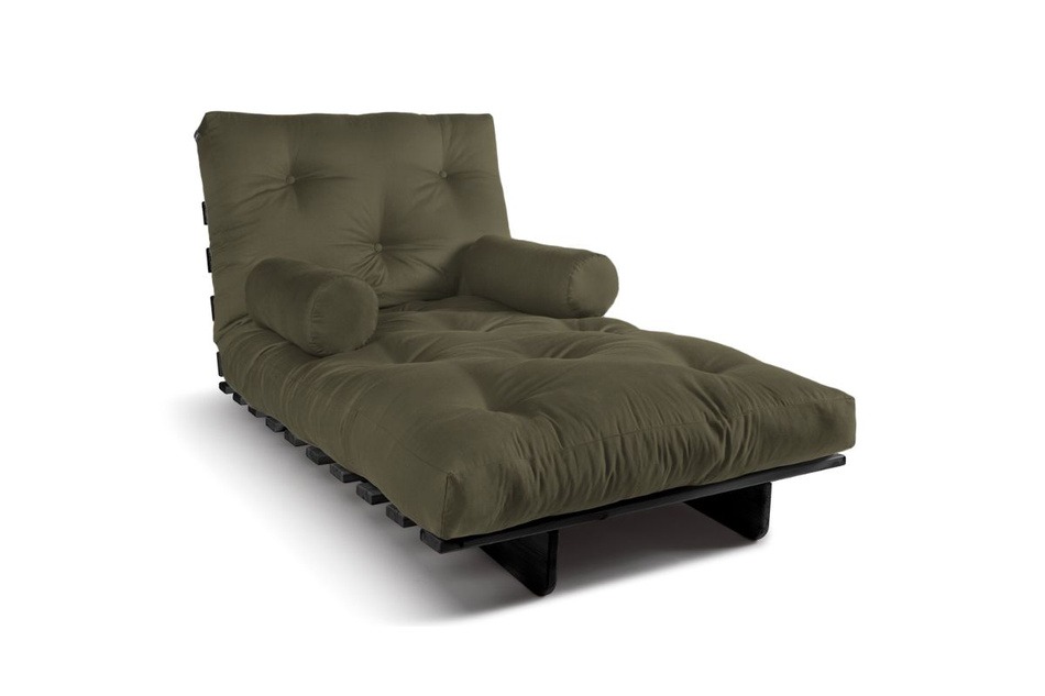 Rozkládací pohovka 90x200 - Slim Basic Black - Pascall Futon Khaki