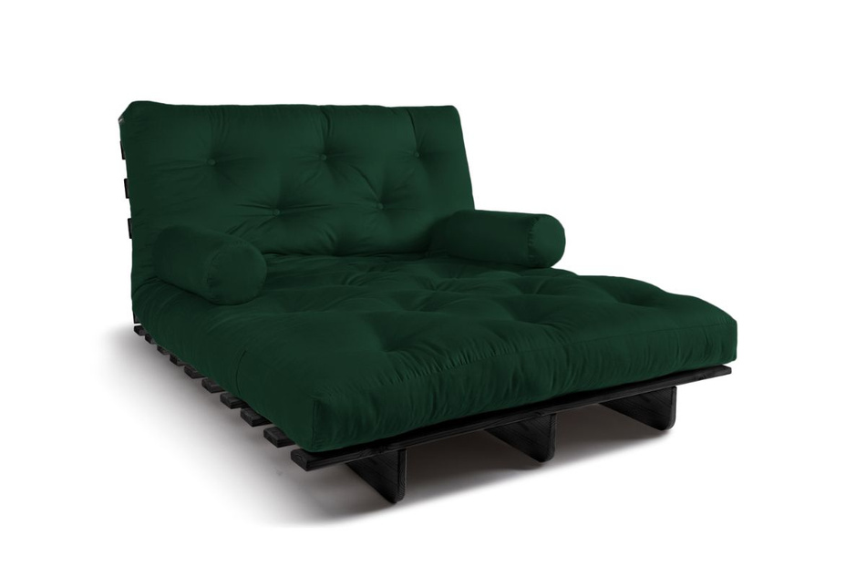 Rozkládací pohovka 120x200 - Slim Comfort Black - Pascall Futon Zelená láhev