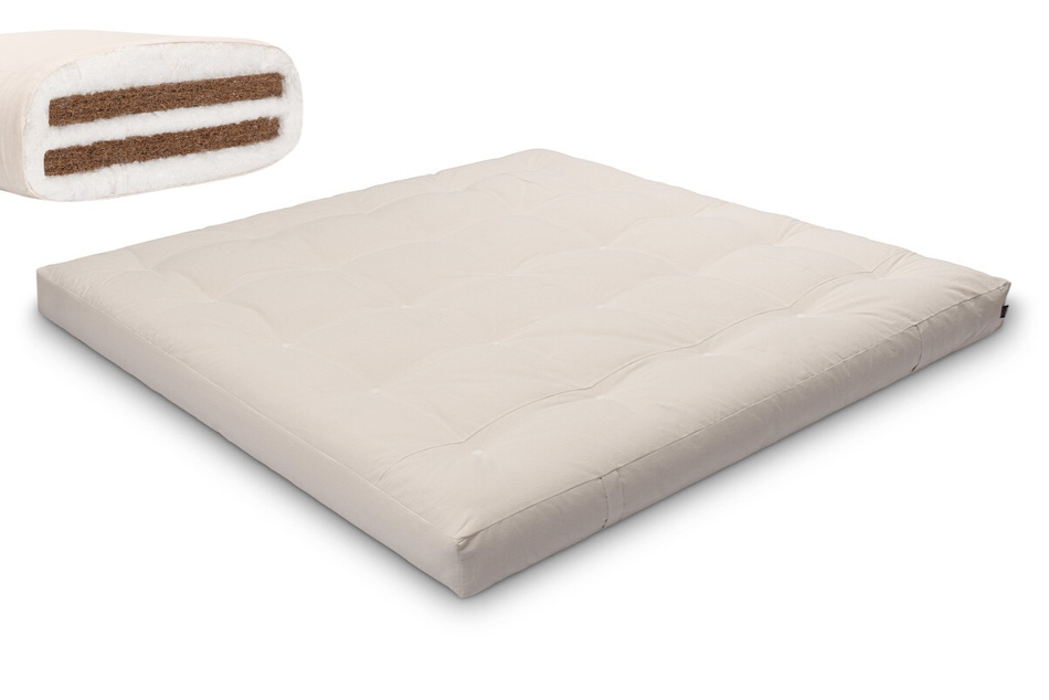 Matrace 200x200 přírodní s kokosem - Futon Pascall Medium Duo Coco Ecru