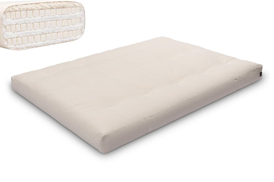 Matrace 140x200 přírodní s latexem - Futon Pascall Comfort Trio Latex Wool Ecru