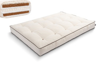 Matrace 120x200 přírodní s vlnou, latexem a 2x kokosem - Futon Pascall Comfort Wool Hard Kedro Ecru