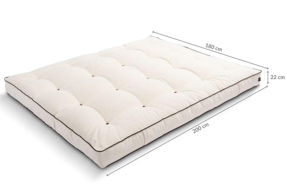 Matrace 180x200 přírodní s vlnou, kokosem a 2x latexem - Futon Pascall Comfort Wool Kedro Ecru