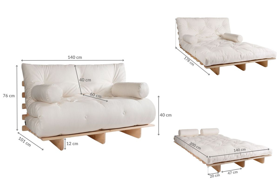 Rozkládací pohovka 140x200 - Slim Basic Black - Pascall Futon Maroon