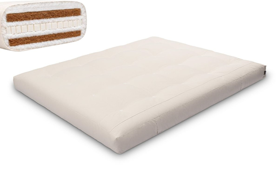Matrace 160x200 přírodní s latexem a 2x kokosem - Futon Pascall Comfort Relax Hard Ecru